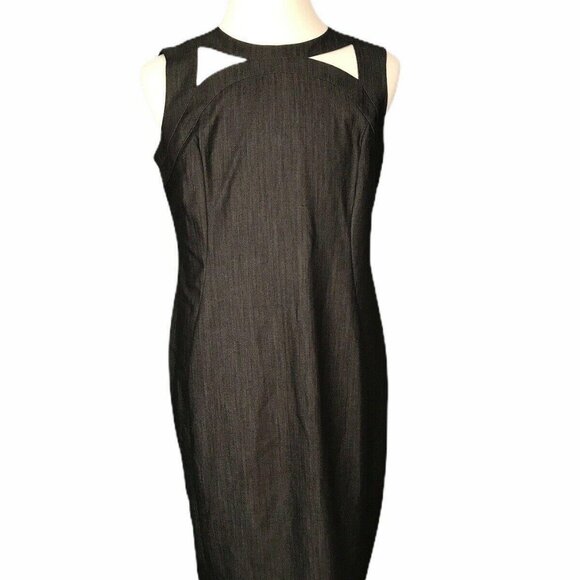 Calvin Klein Sleeveless Sheath Dress Cutout Detail Womens Size 14 Solid Black - Picture 1 of 7